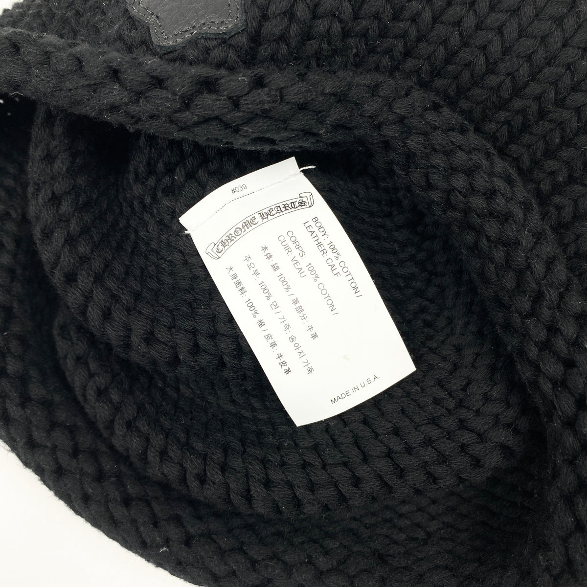 CHROME HEARTS Leather Cross Knit Beanie Mütze