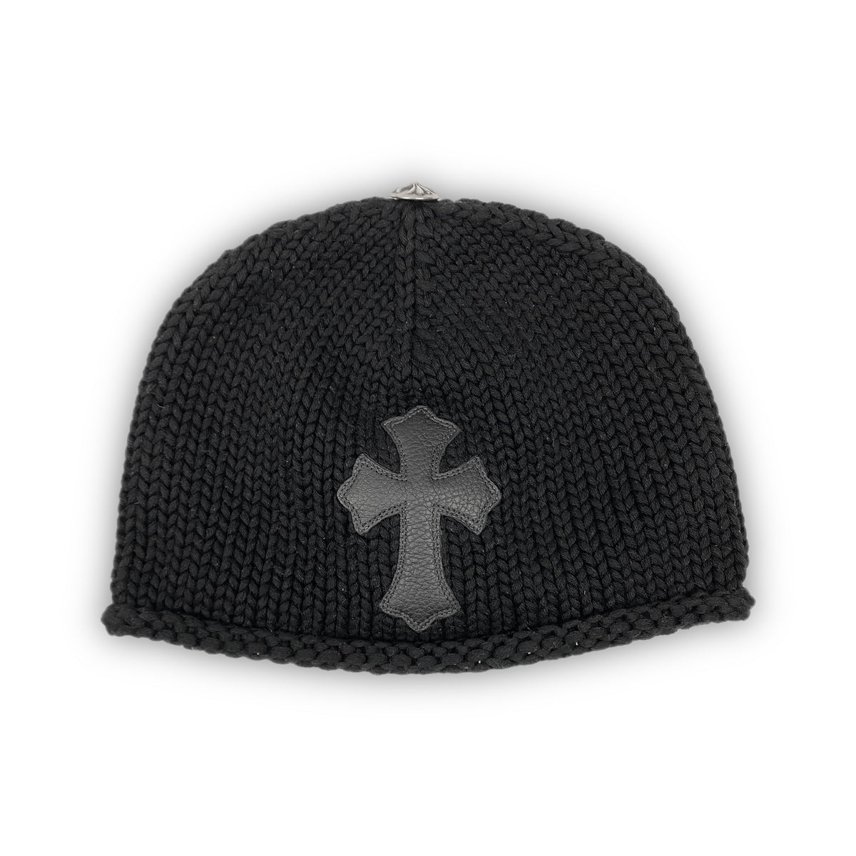 CHROME HEARTS Leather Cross Knit Beanie Mütze