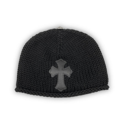 CHROME HEARTS Leather Cross Knit Beanie Mütze