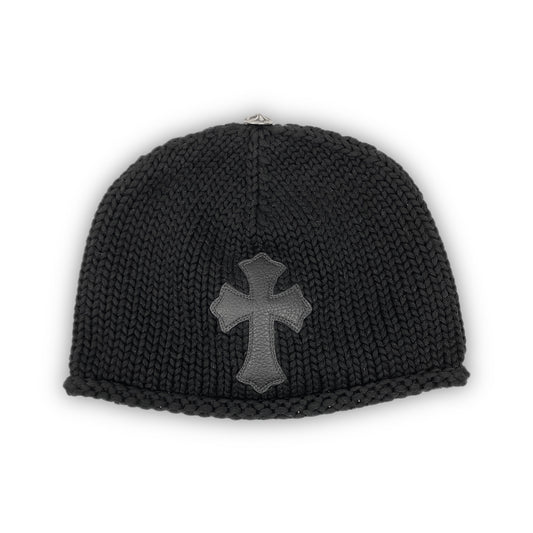CHROME HEARTS Leather Cross Knit Beanie Mütze