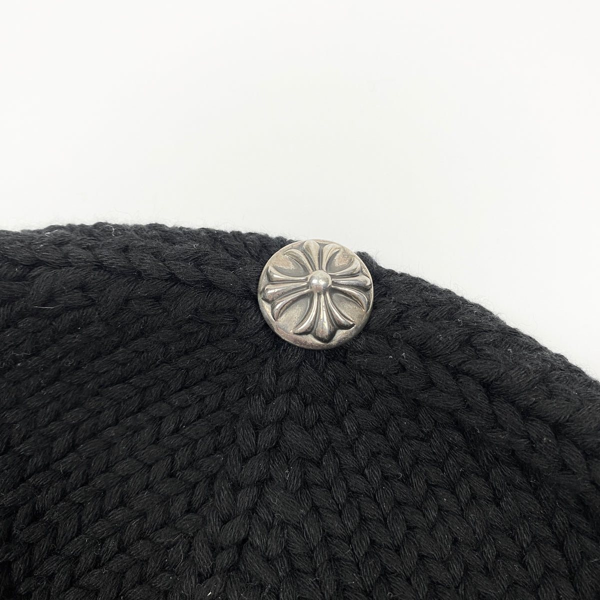 CHROME HEARTS Leather Cross Knit Beanie Mütze