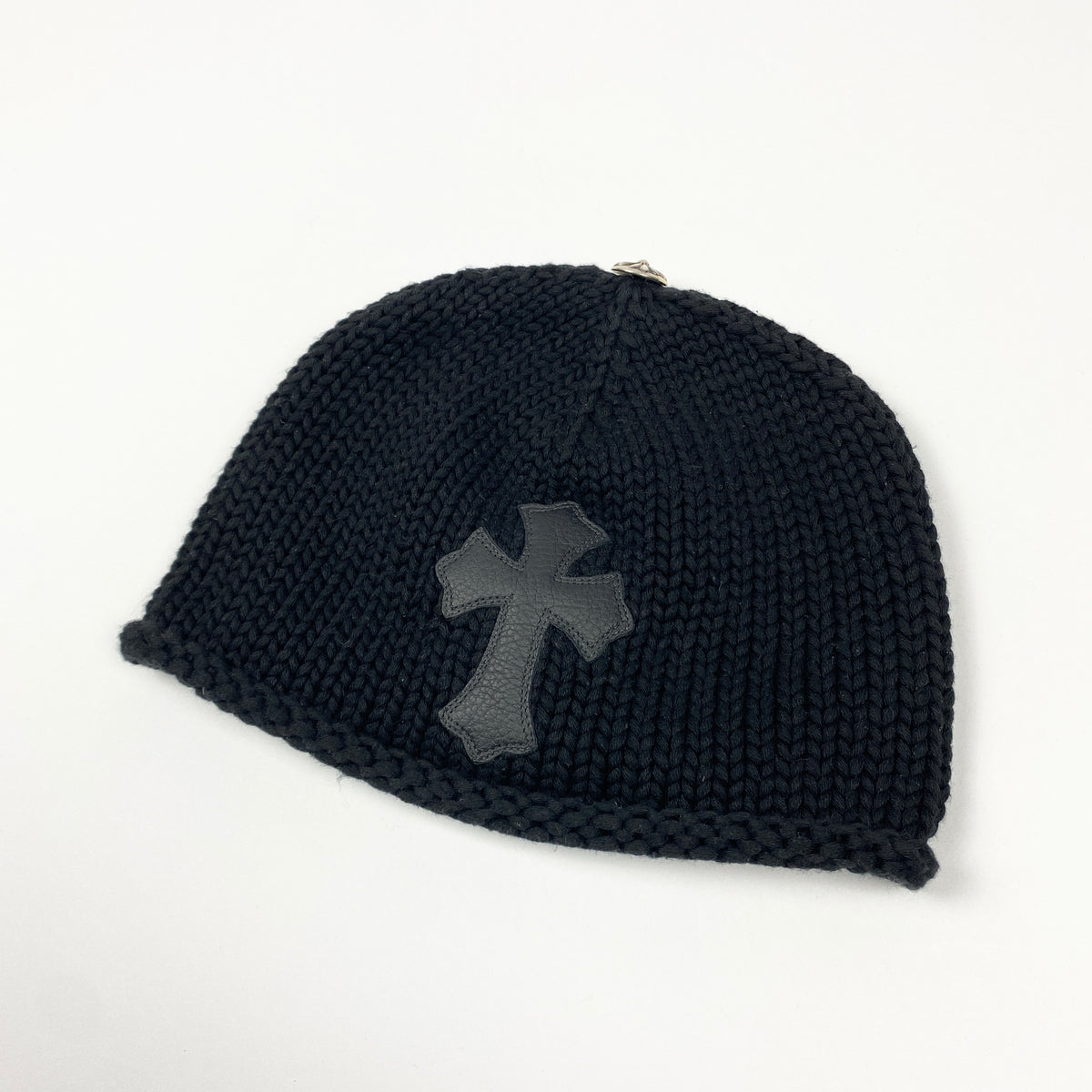 CHROME HEARTS Leather Cross Knit Beanie Mütze