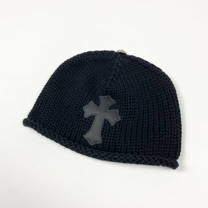 CHROME HEARTS Leather Cross Knit Beanie Mütze