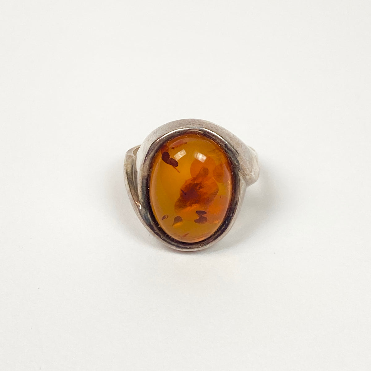 925 Sterling Silver Amber Ring
