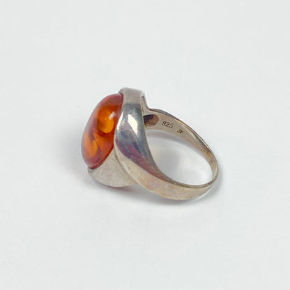 925 Sterling Silver Amber Ring