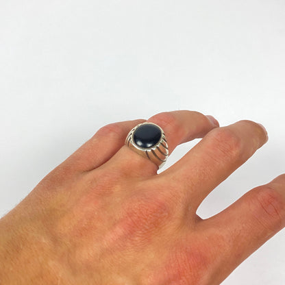 925 Sterling Silver Onyx Stone Ring