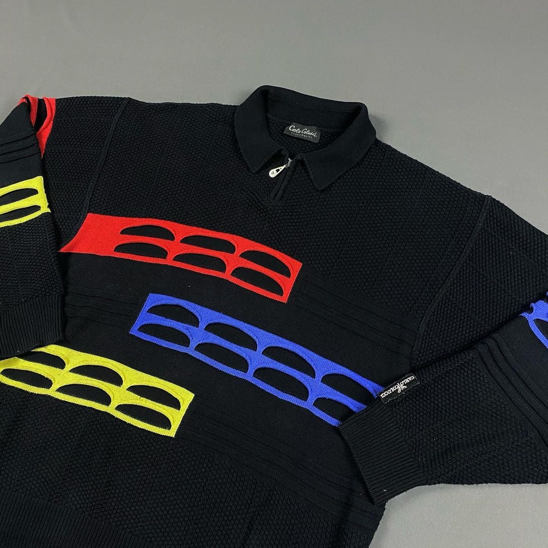 CARLO COLUCCI Half-Zip Knit Sweater