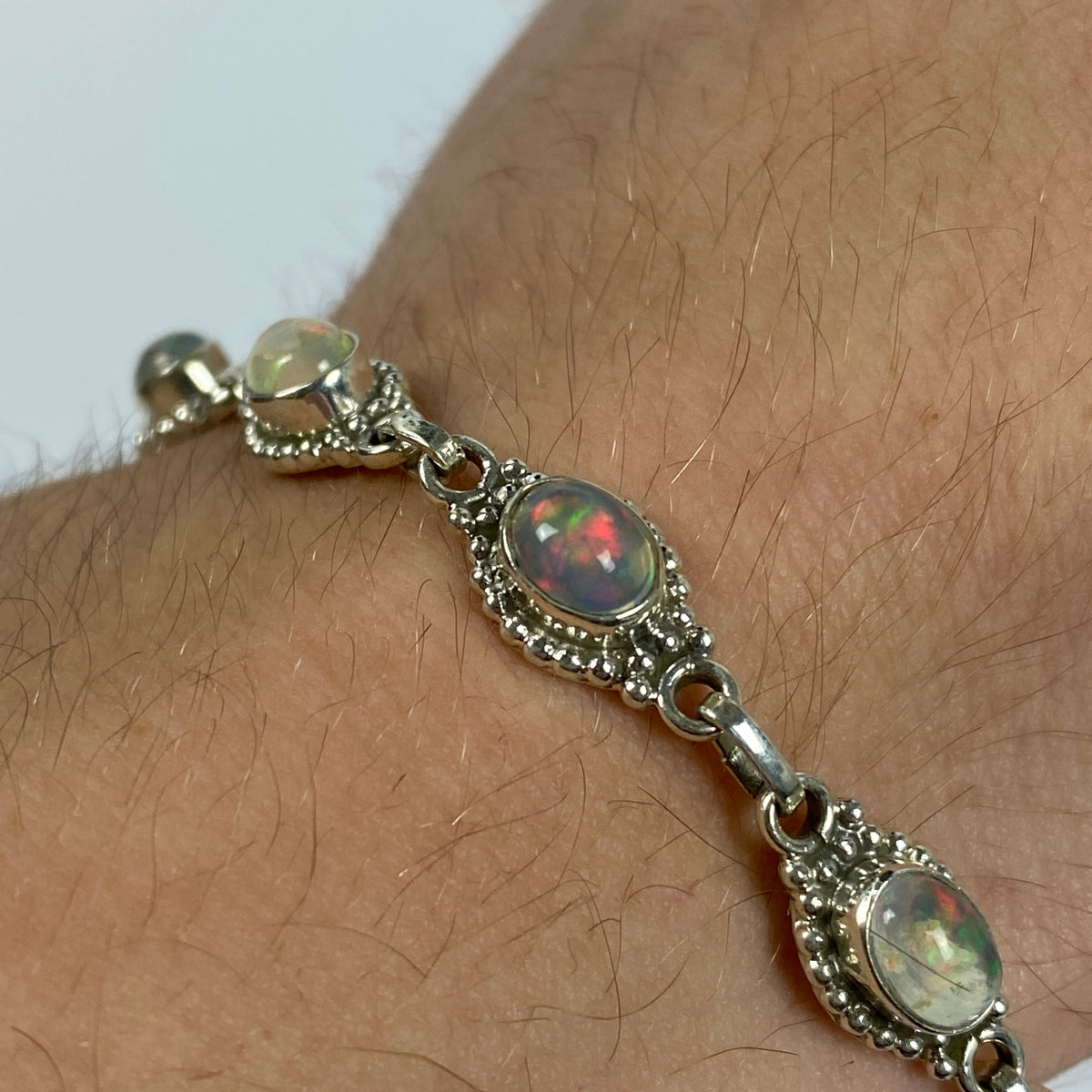 925 Sterling Silber Opal Armband