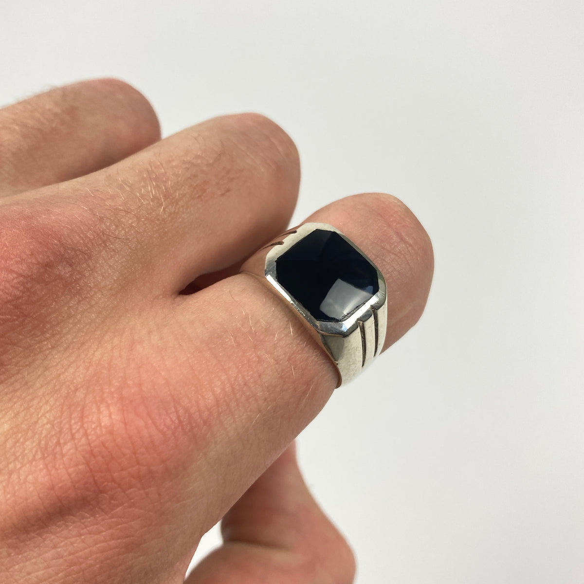 925 Sterling Silber Onyx Ring