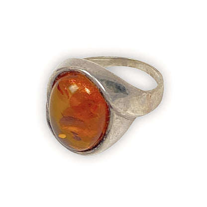 925 Sterling Silver Amber Ring